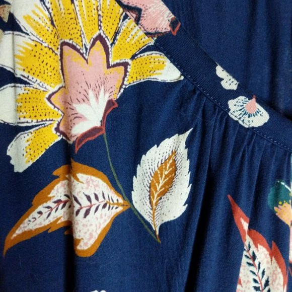 Old Navy Long Sleeve Knit Blouse Navy Floral - Picture 3 of 3